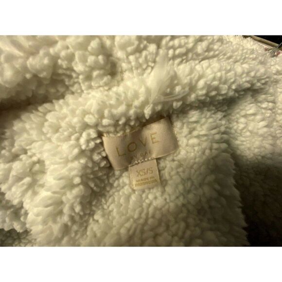 Love by Gap Sz XS Neutral Sherpa Lined Jersey Cotton Open Front Jacket - Picture 5 of 5